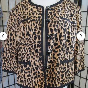 Leapord Blazer with Rhinestone buttons & cuff Sleeves. XL. Leopard Jacket
